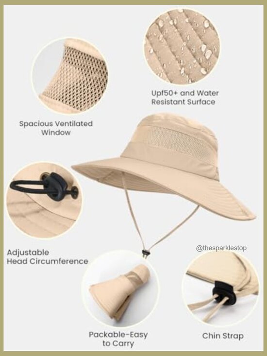 UPF 50+ Waterproof Sun Hat with High Ponytail Hole for Outdoor Activities main image 5